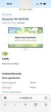 Panasonic TX-P65VT60 GRATIS OPHALEN