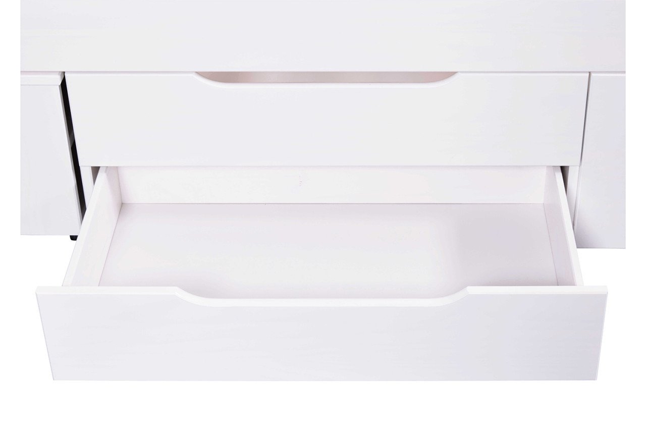 Tweepersoons massief grenen bed in Wit. 140, 160 of 180