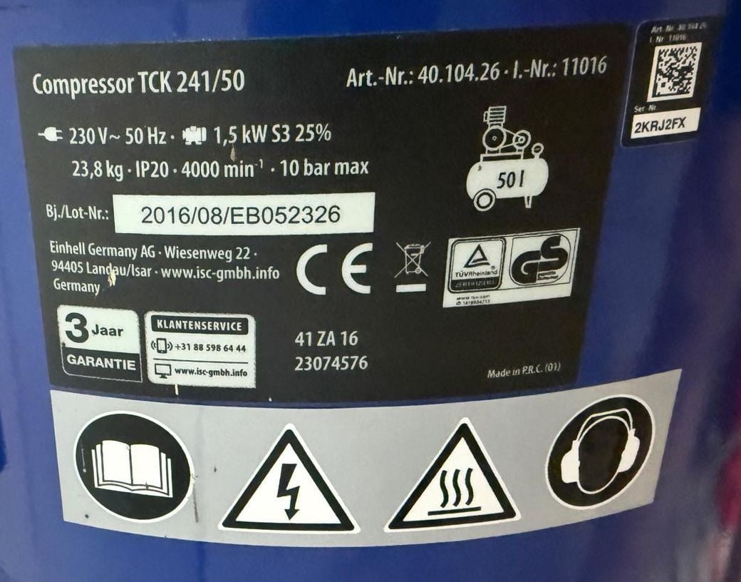 Compressor 50 liter 10 bar Topcraft - Einhell