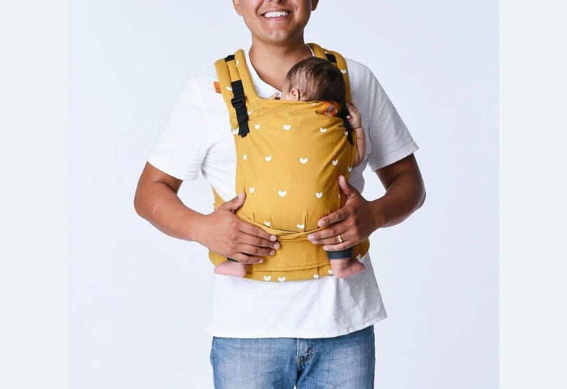 Tula draagzak half buckle carrier - oker met hartjes