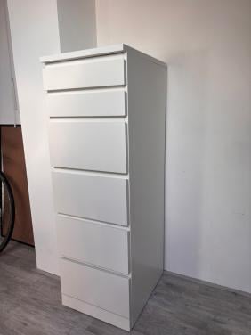 IKEA MALM ladekast – wit met spiegelglas (6 lades, 40x123 cm)