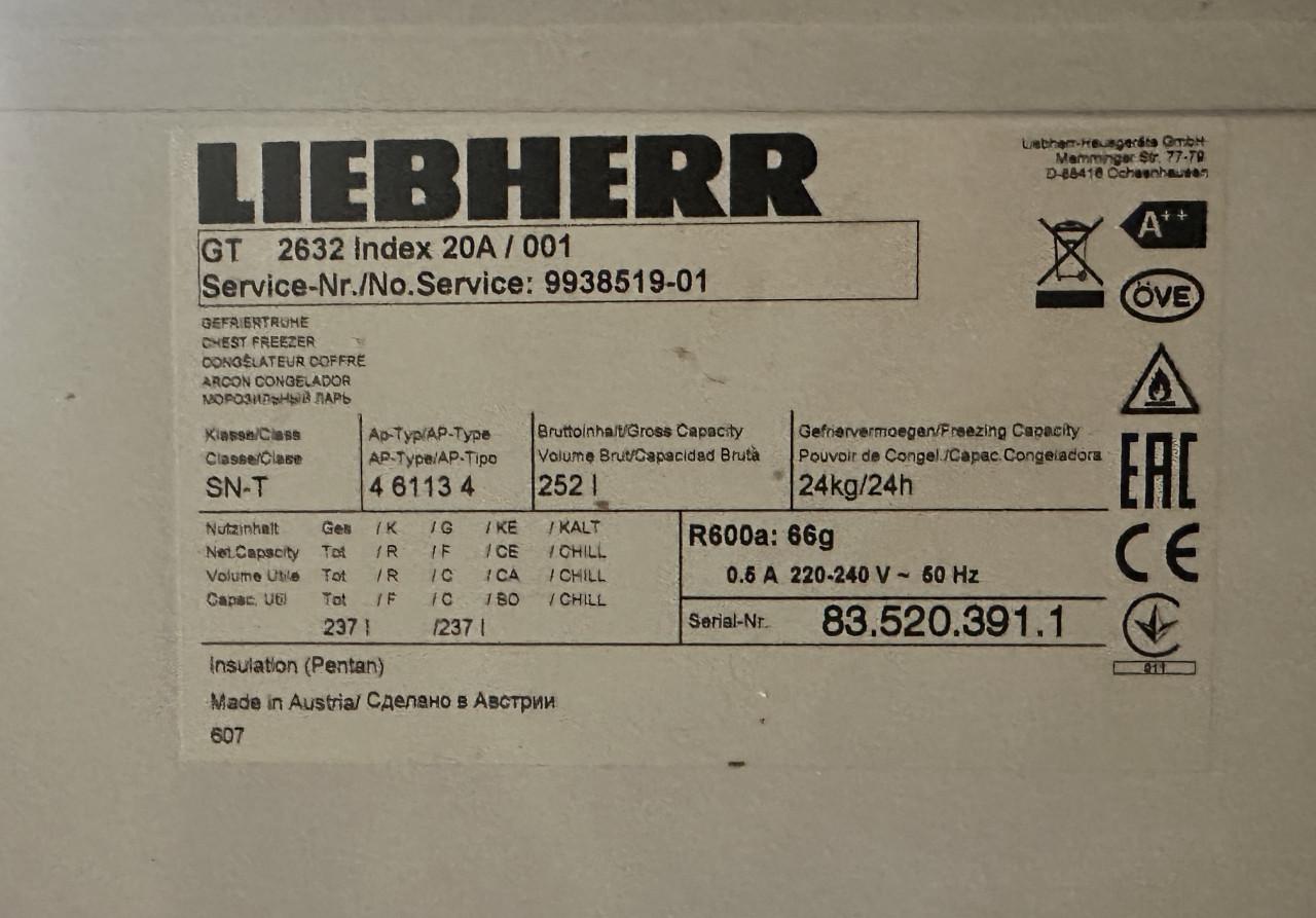 Liebherr vrieskist 237 liter