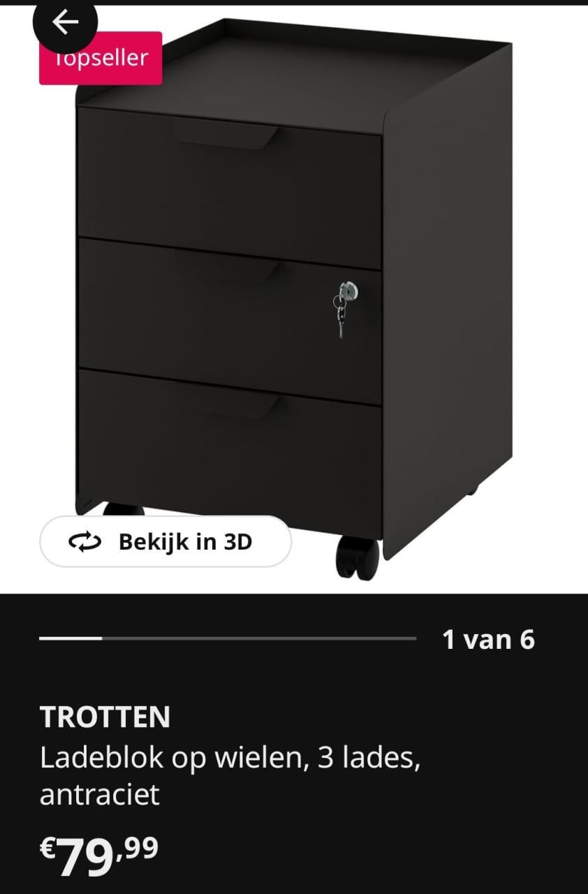 Ikea Trotten ladenkastje op wielen