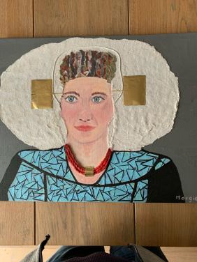 Schilderij collage zeeuwse boerin