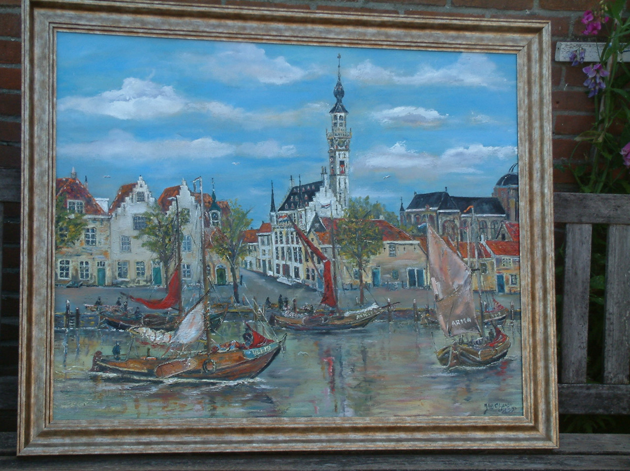 Water en wind schilderijen  jac Caljouw Beste stuurlui staan aan wal