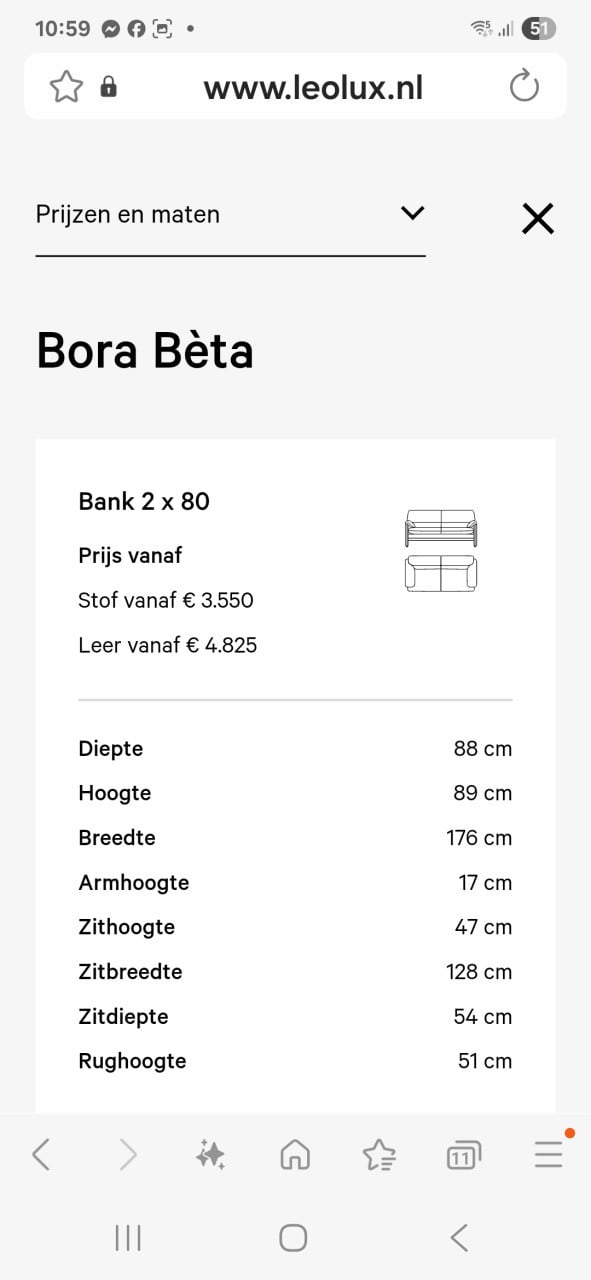 Leolux 2,5 zits bank Bora Bèta