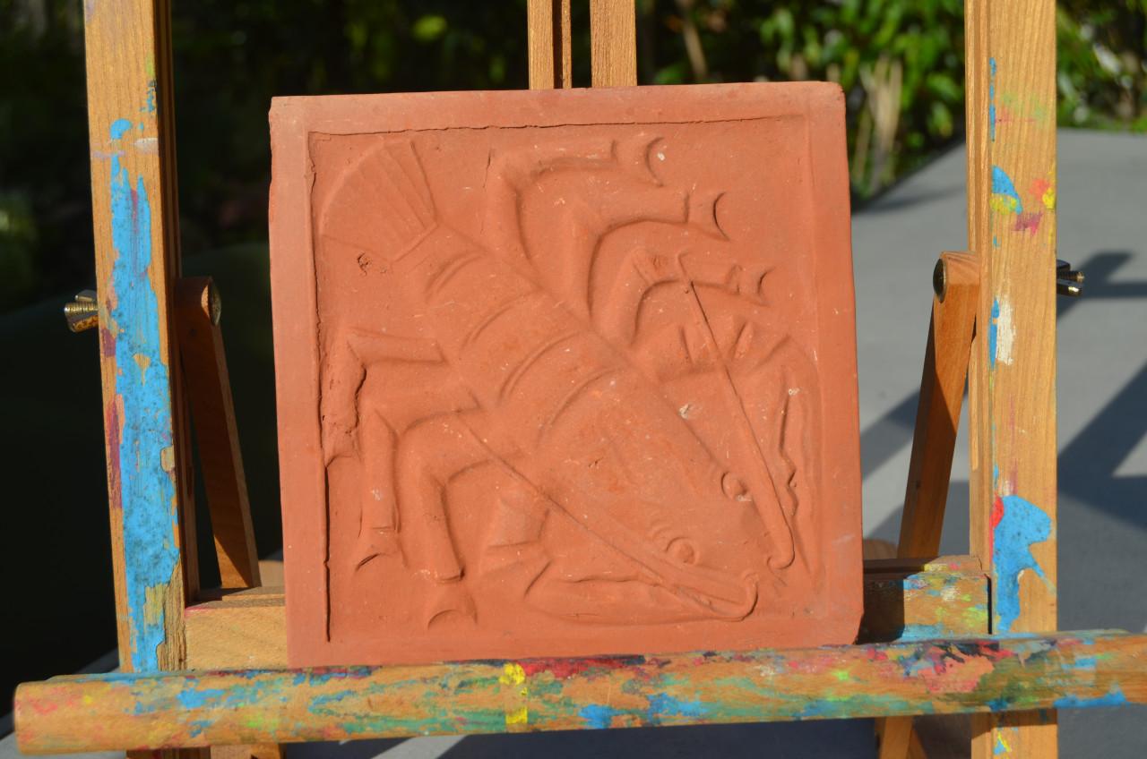 Verschillende terracotta tegels Sterrenbeelden/ Zodiac