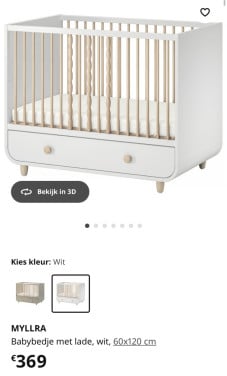 Te koop baby bedje met lade + aerosleep matras en toebehoren