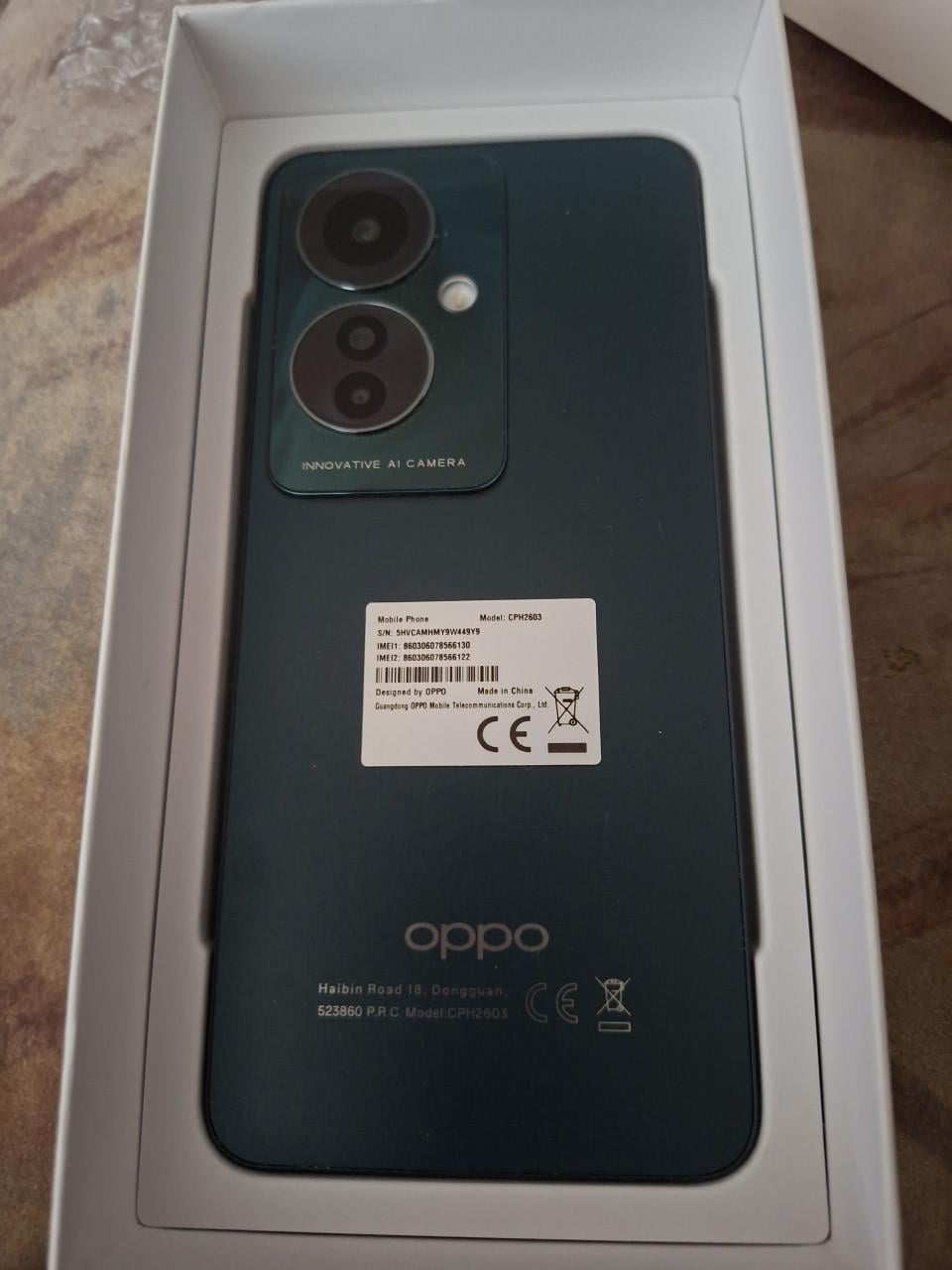 Oppo Reno 11 F 5G.   Palmgreen