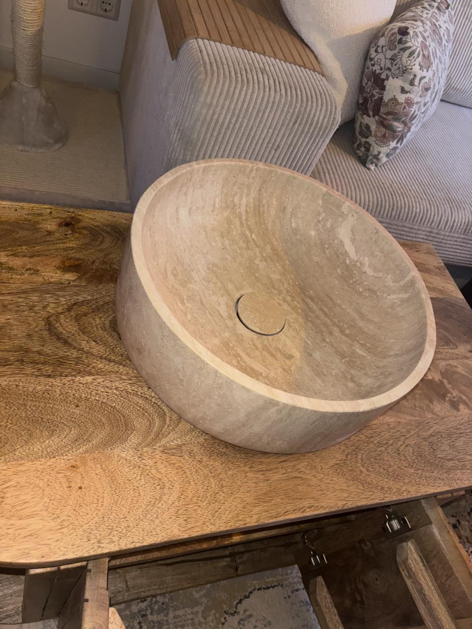 Nieuw badkamermeubel massief mangohout met waskom