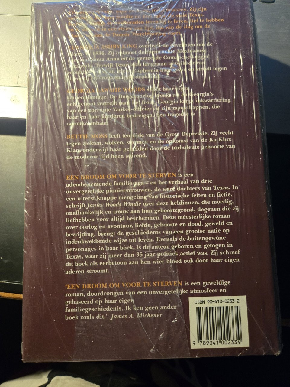 Boek; Een droom om voor te sterven. Janice Woods Windle . Nieuw in plastic.