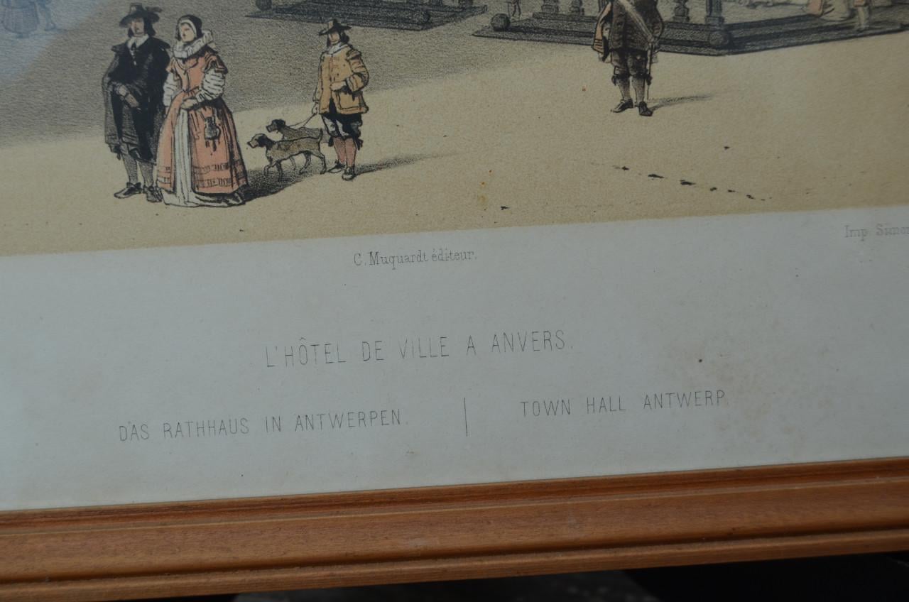 Belgische lithografische prenten van gebouwen (1)