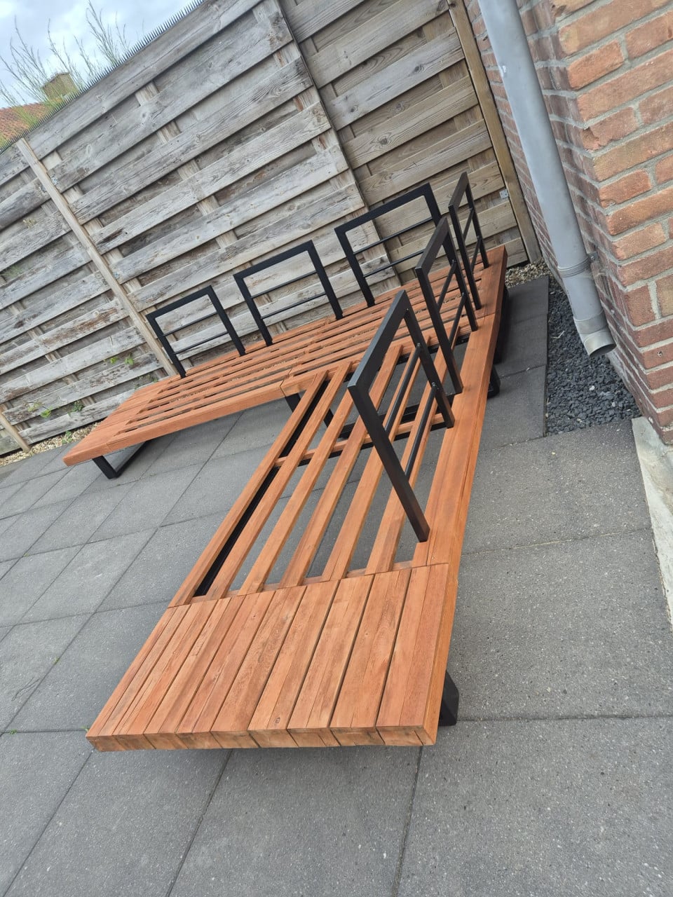 Aluminium/Hout Loungeset 255 x 255 cm (Bezorging mogelijk)