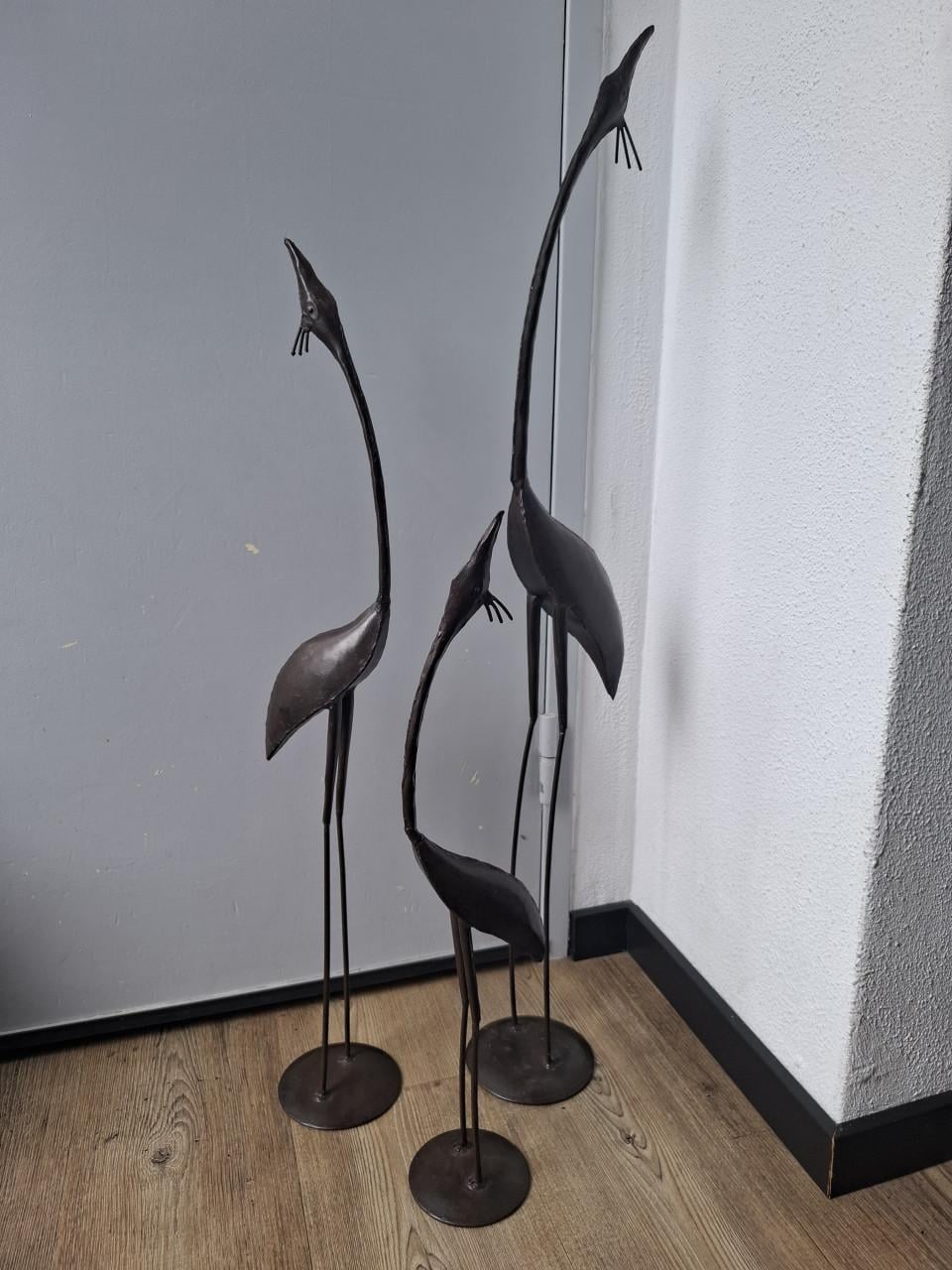 Set 3 metalen kraanvogels