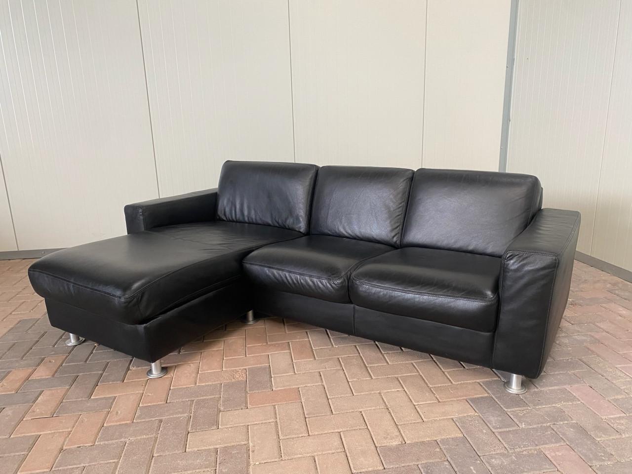 GRATIS LEVERING HEEL NL Mooie Zwarte Echt Leer Hoekbank