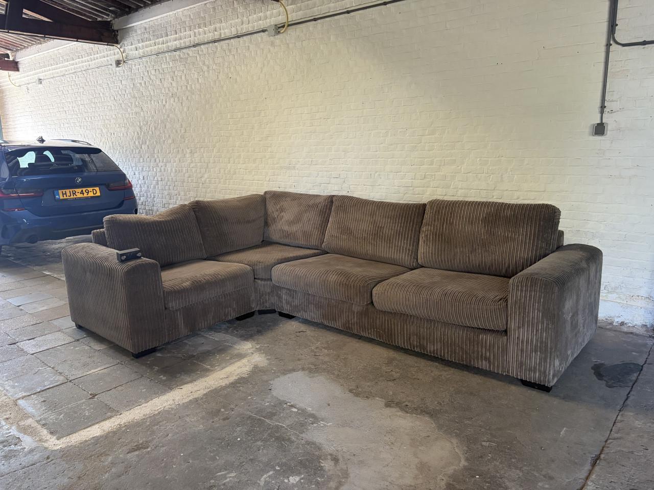 Bankstel beige rib stof