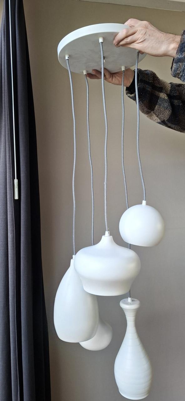 Jaren 70 hanglamp - wit