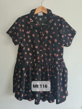 Zwart met rode bloemetjes jurkje van Zara mt 116