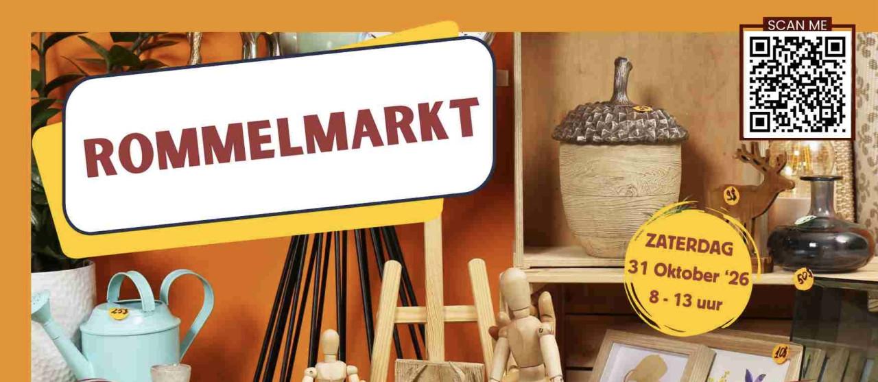 Morgen, Zaterdag 31 oktober Rommelmarkt in Den Dullaert in Hulst