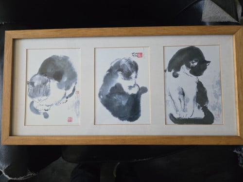 Kunst Chen Dehong Chinese katten drieluik 2001-2002