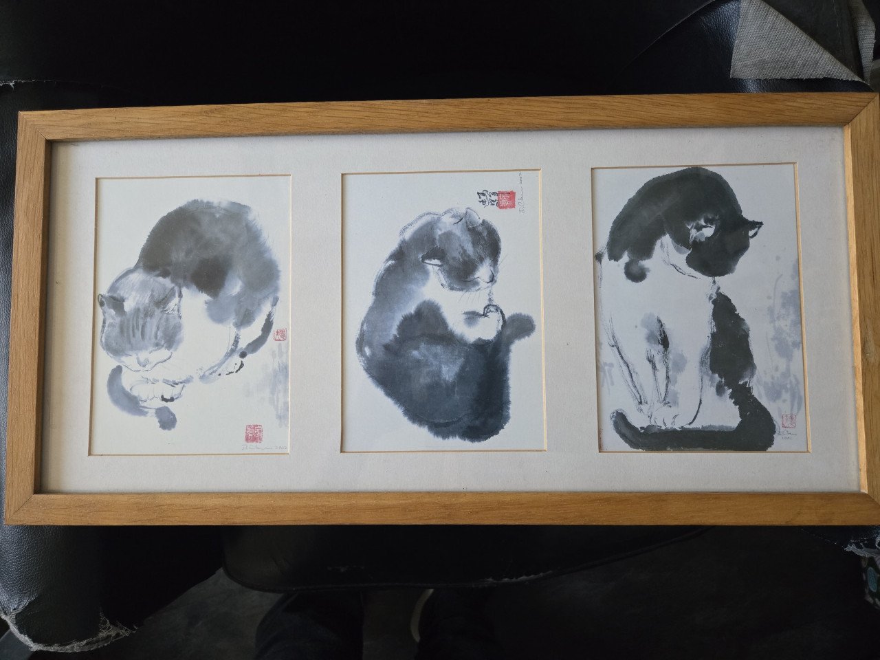 Kunst Chen Dehong Chinese katten drieluik 2001-2002