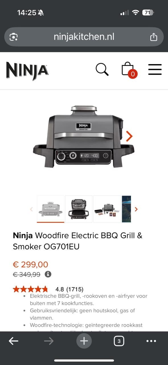Ninja Woodfire Electric BBQ Grill & Smoker OG701EU