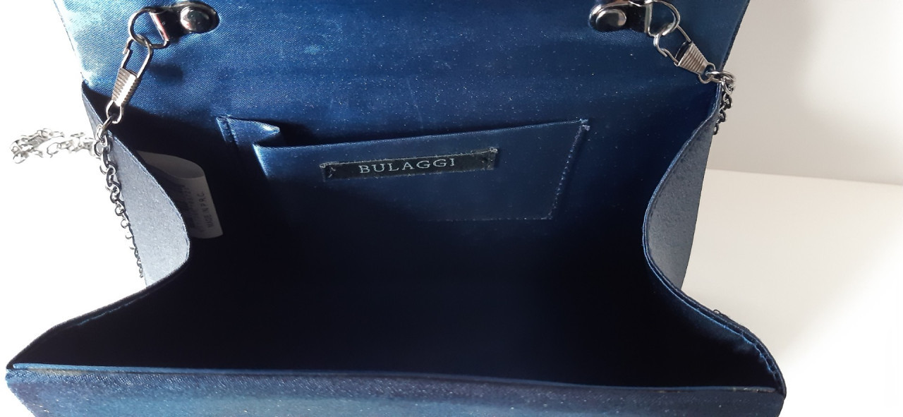Bulaggi clutch - Schoudertas - Satijn- Glitter - Donkerblauw