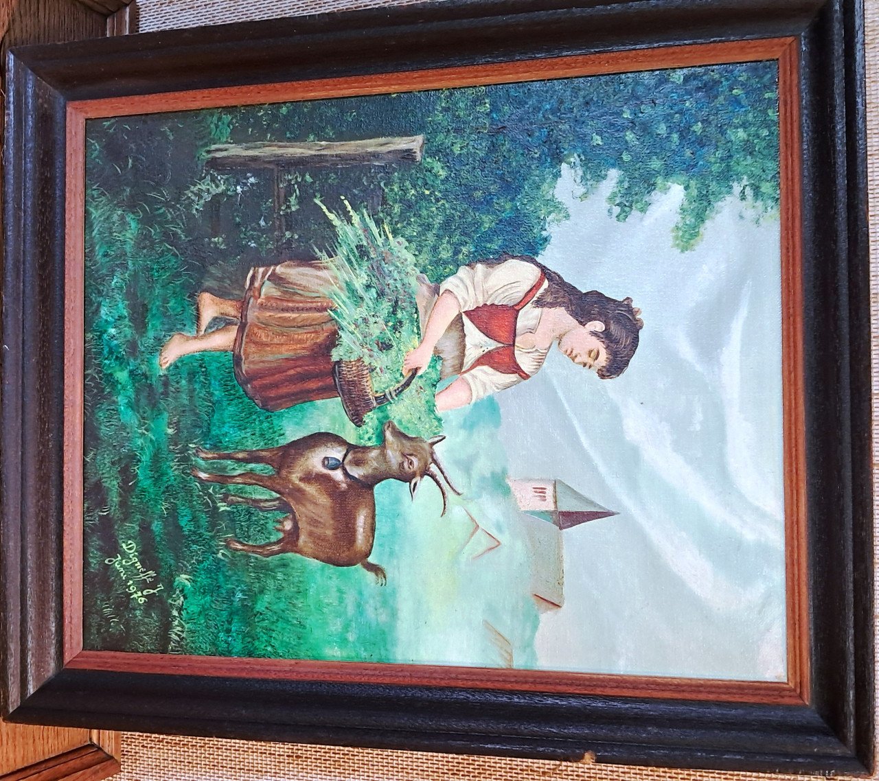 Schilderij meisje met geit