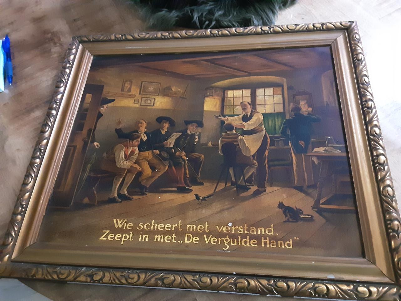 Hele leuke oude lijst met barbershop tafereel