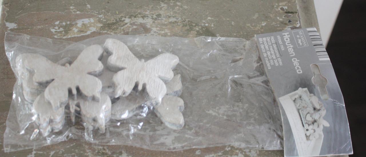 Zakje met houten decoraratie vlinders