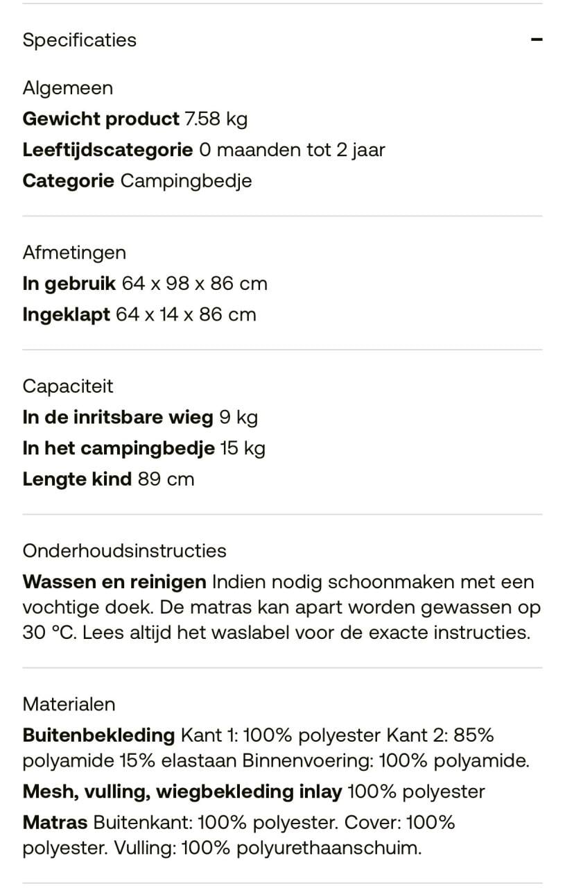 Bugaboo stardust campingbedje