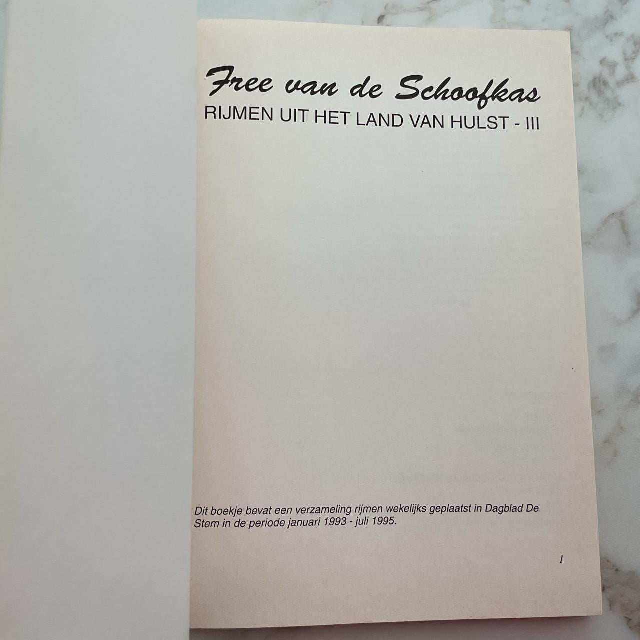 Free van de Schoofkas.    rijmen uit het land van Hulst.    3 delen