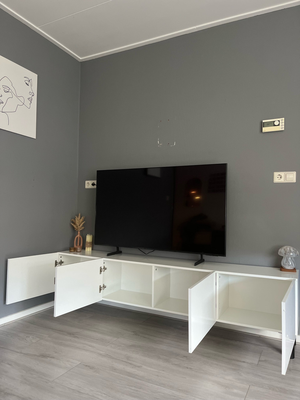 Tv-meubel 200 cm, mat wit