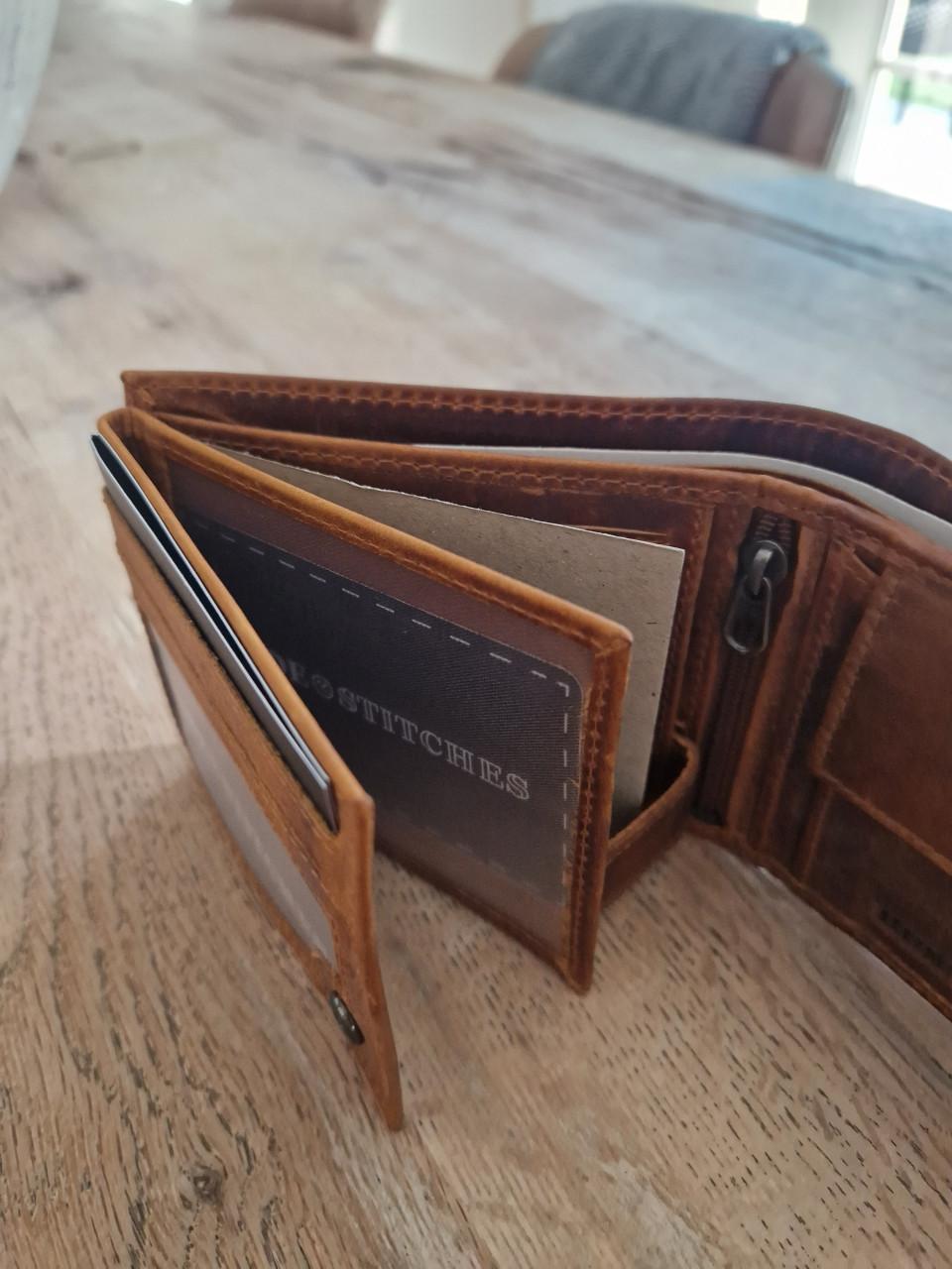 Leren portomonnee heren/dames Hide&Stitches bruin NIEUW (meerdere beschikb