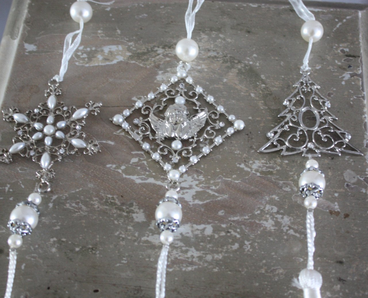 Set van 3 metalen kersthangers