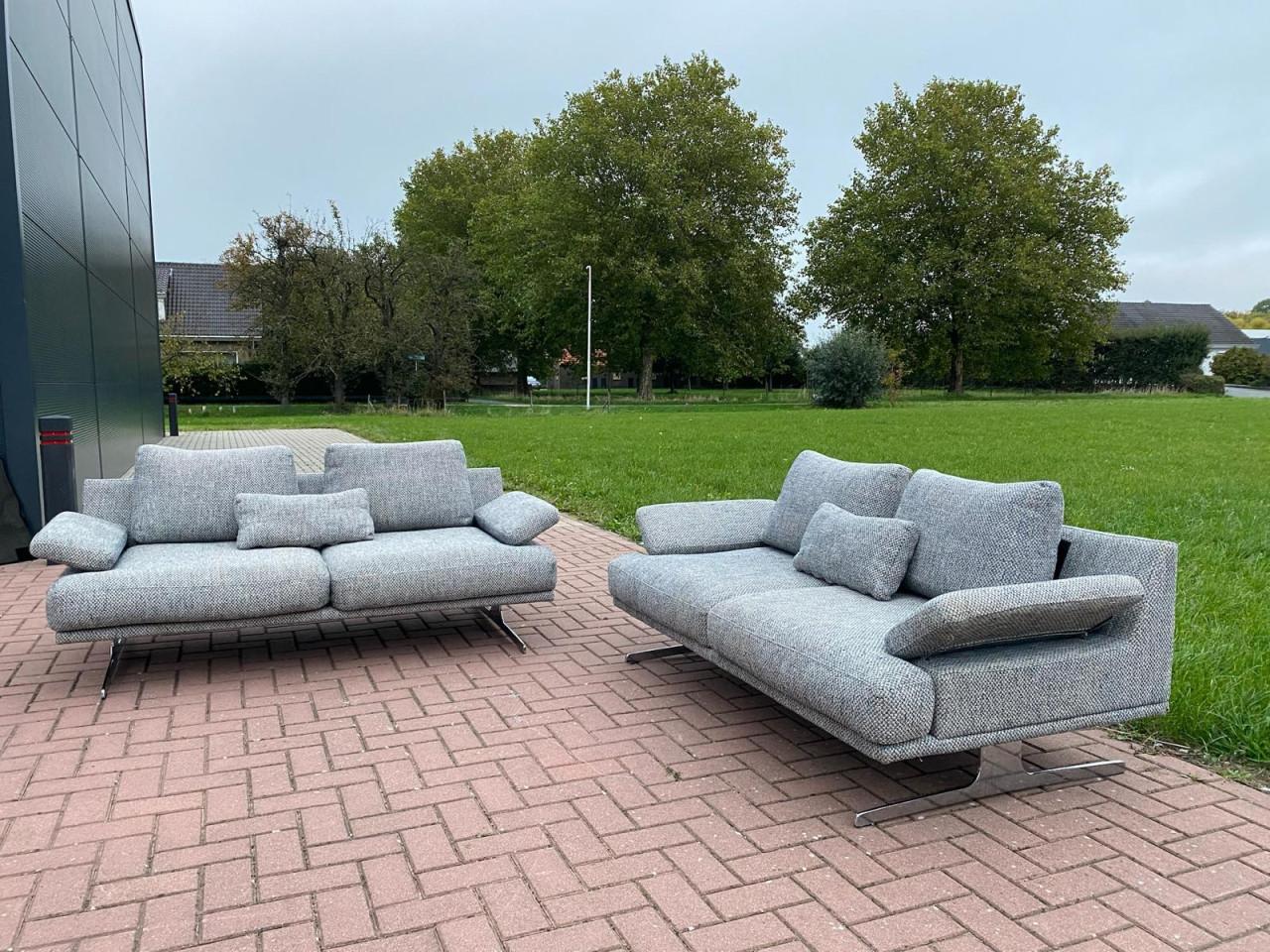 Montel 2x 2.5-zits Grijze Stoffen Bankenset-Gratis Levering NL