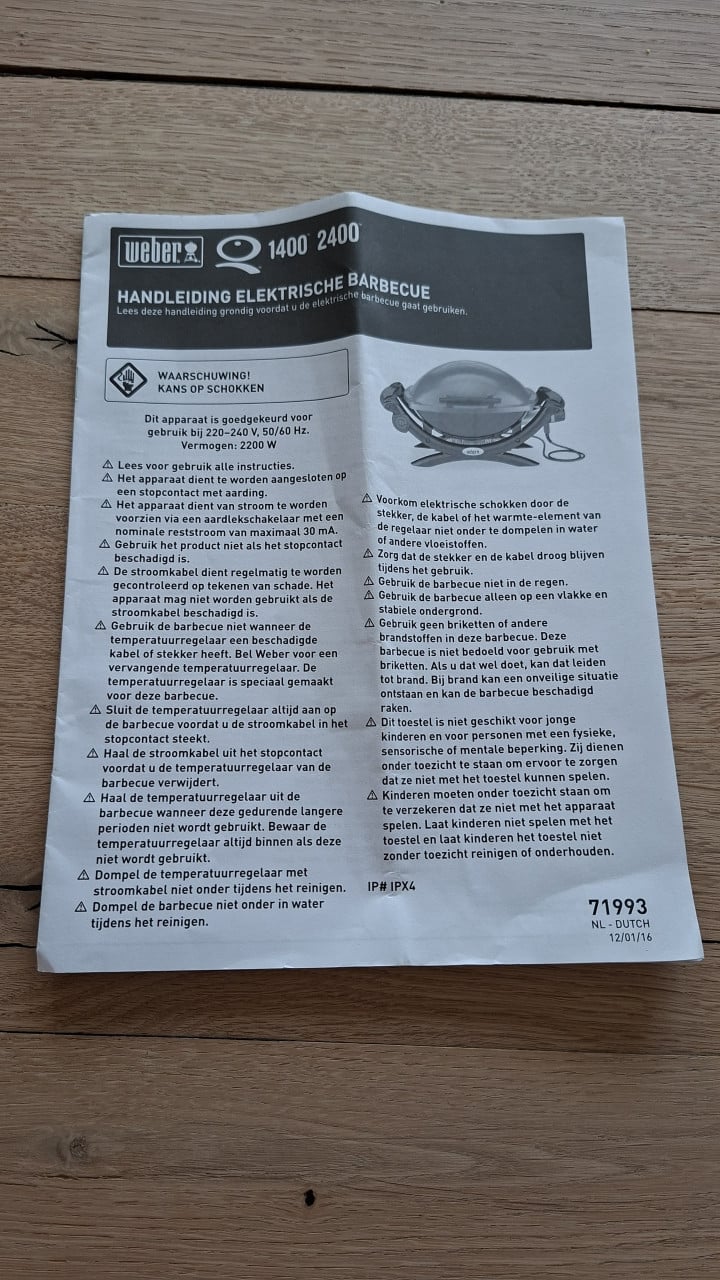 Weber Q1400 electrische barbecue