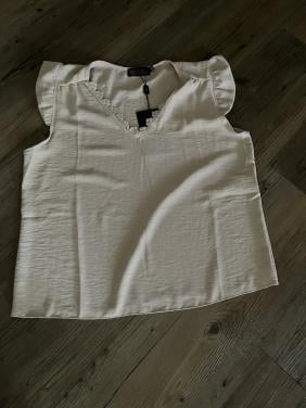 Topje taupe met v hals met kant