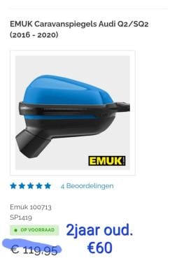 EMUK Caravan spiegels voor Q2