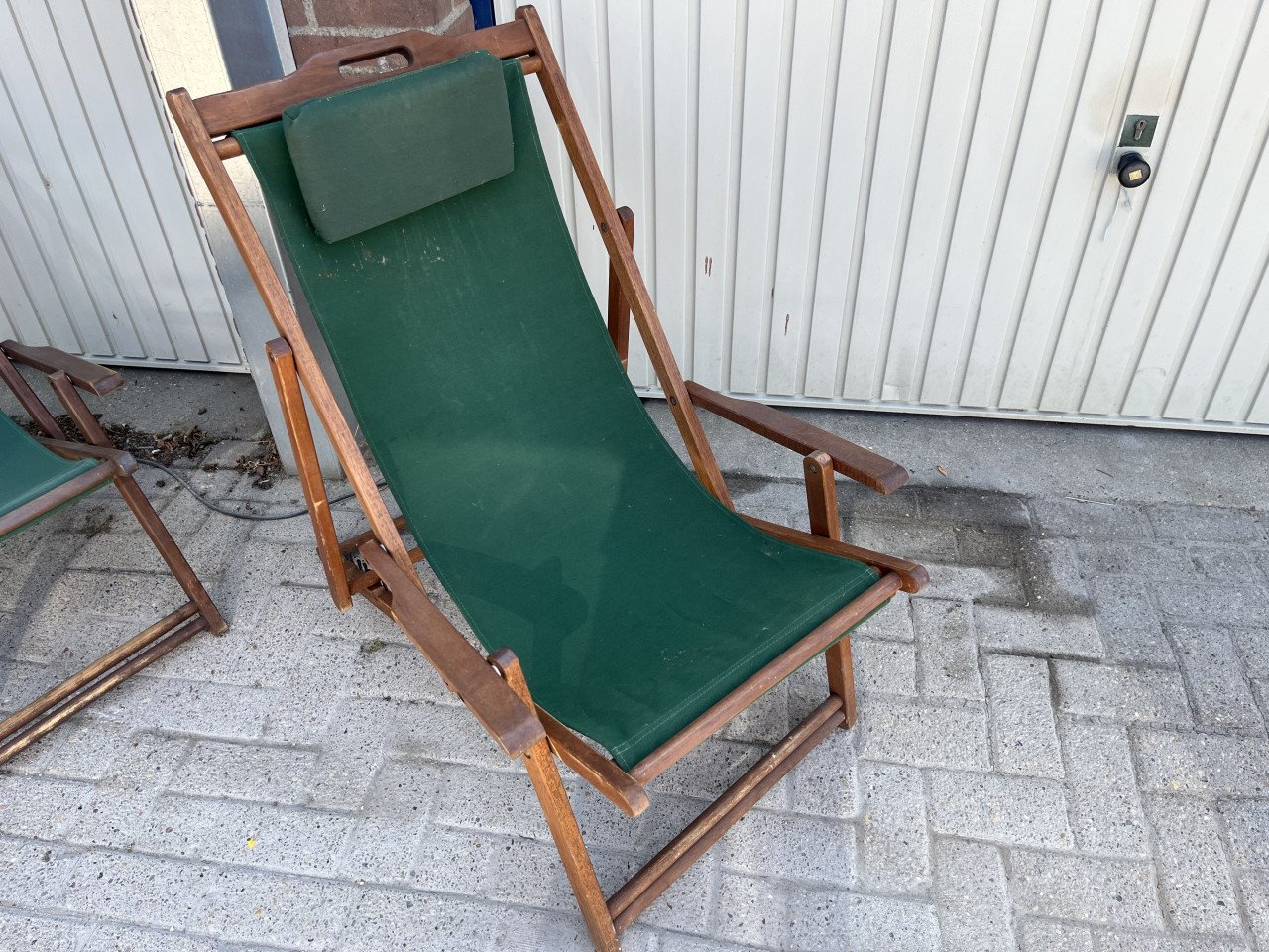 3 inklapbare strandstoelen met teakhouten frame