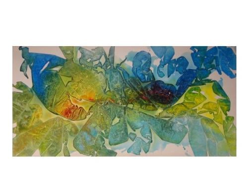 " Leaf " Prachtig Acrylschilderij ,  80 cm x 40 cm