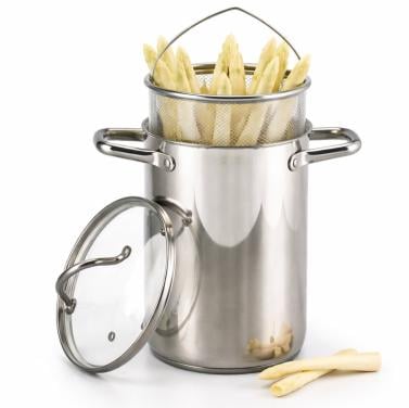 Grote Braadpan 5 Liter rood / oranje & Asperge - kookpan 3 Liter