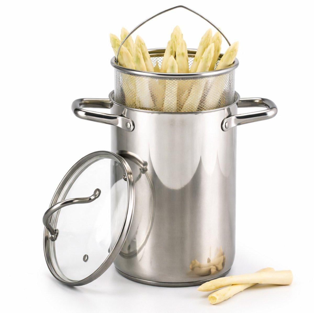Grote Braadpan 5 Liter rood / oranje & Asperge - kookpan 3 Liter