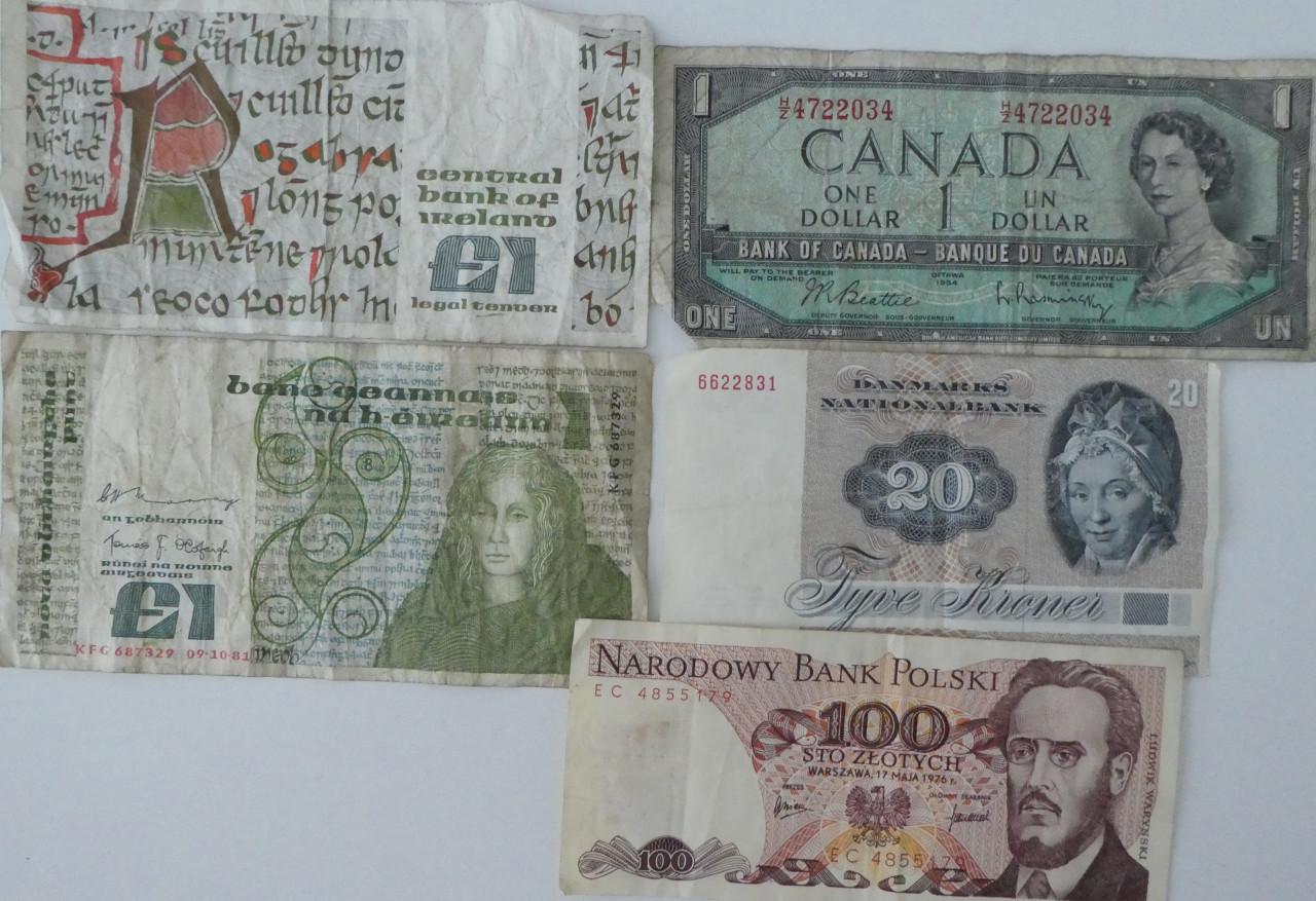 Oude bankbiljetten 14x, diverse landen
