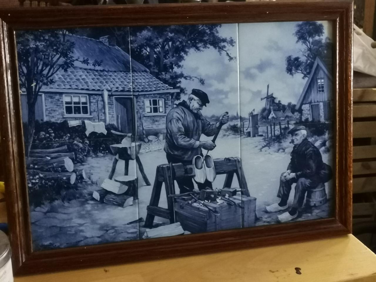 Mooi delfsblauw tegeltableau