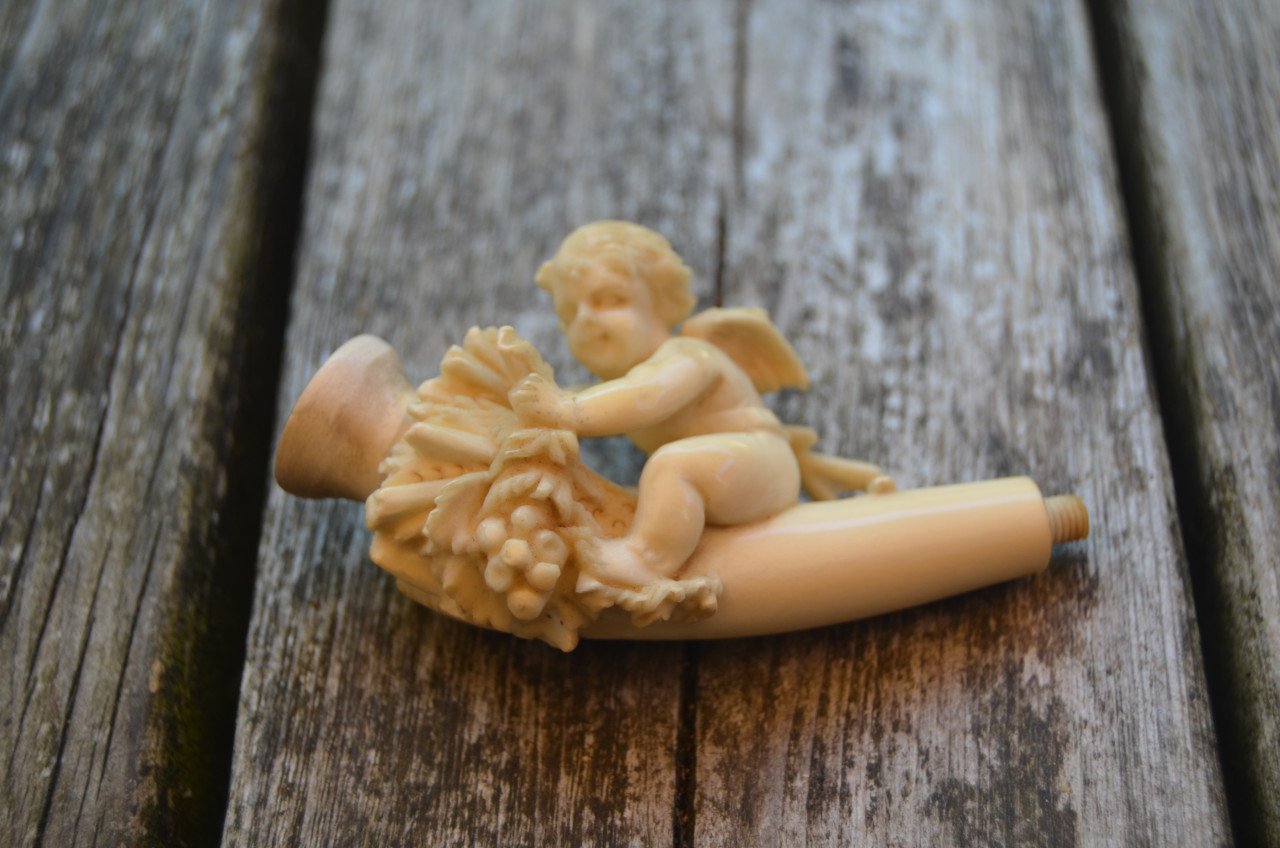 Mooie meerschuim pijp met etui, Duits