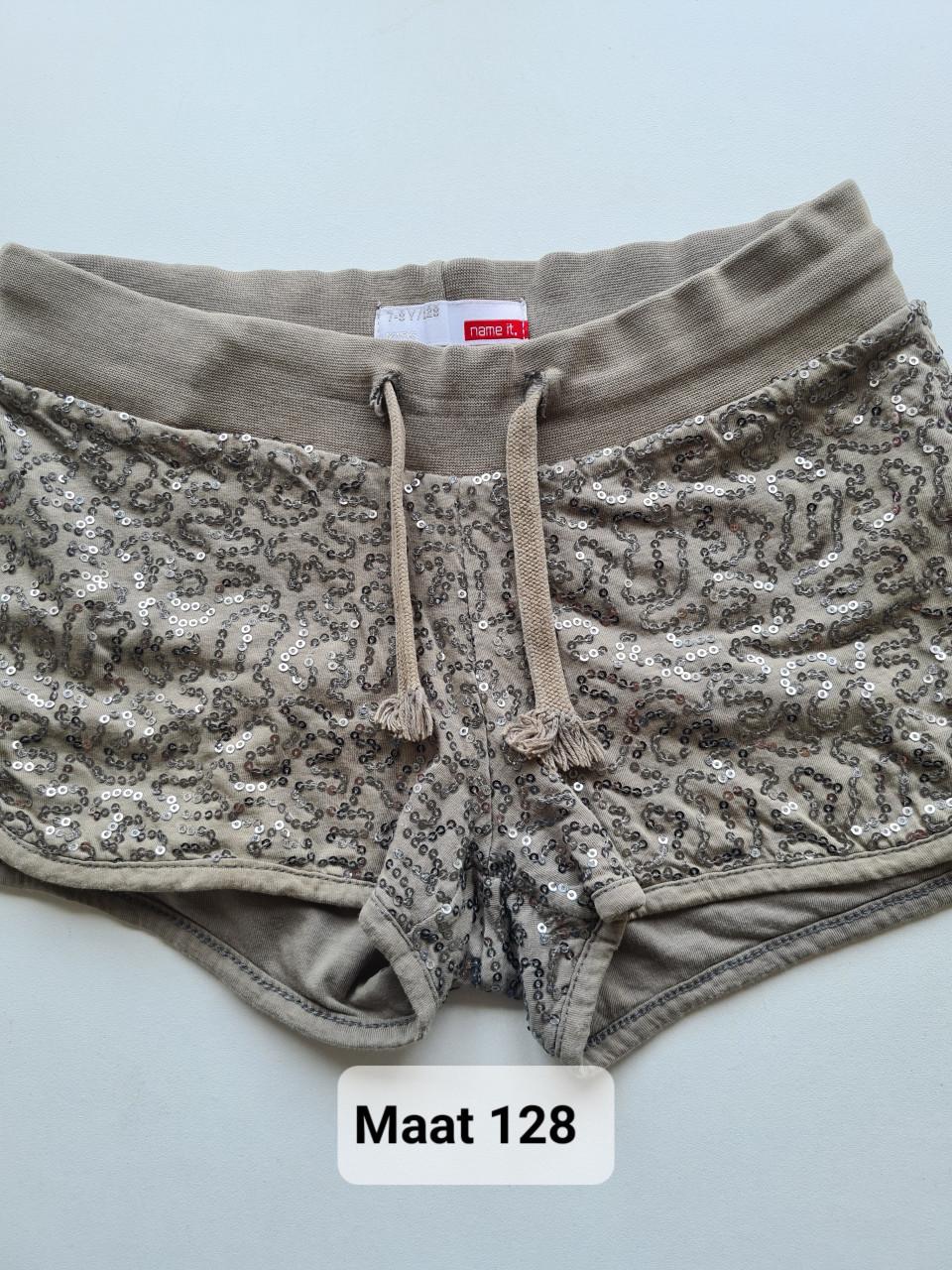 Name It kaki groen met pailletten korte broek  Maat 128