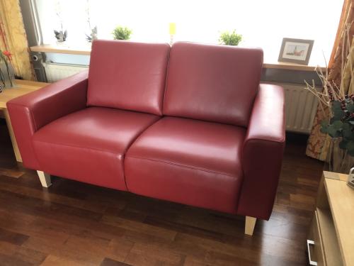 Bankje, 2-zitsbankje, rood leer