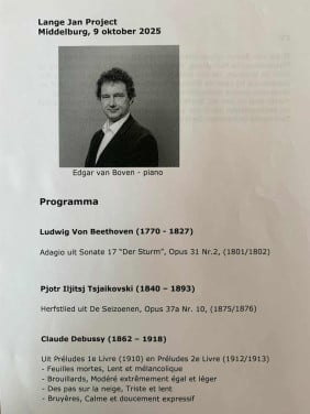 Concert door Zeeuwse pianist Edgar van Boven.