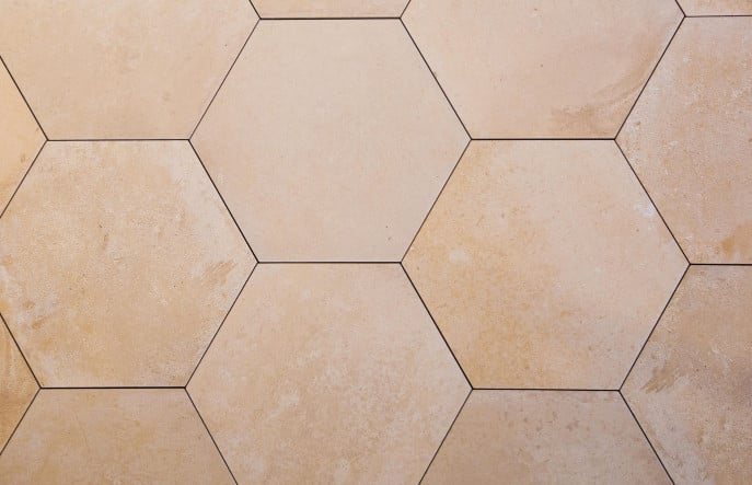 3030-327 ca 20m² hexagon tegels, crème-grijs, 40x34 cm, van € 58,80/m² voor